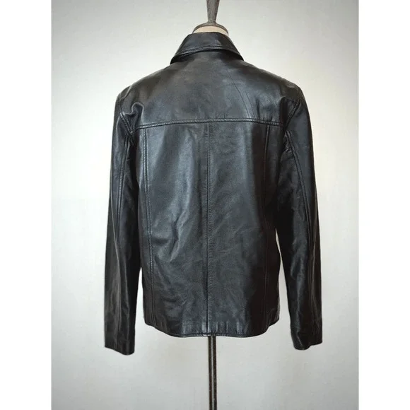 Fionte Italian Black Leather Mens Bomber Jacket XS #1-0164 Italy - Picture 4 of 13